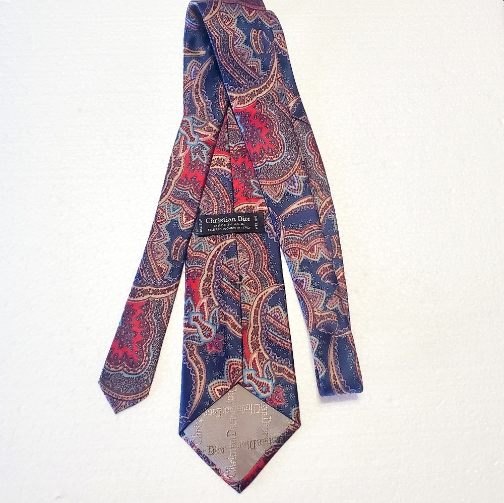 Vintage Christian Dior All Silk Blue Tie WPL 125. - Picture 5 of 10